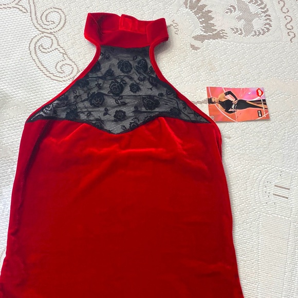 NWT Coquette.com red velvet long halter dress - Picture 2 of 8